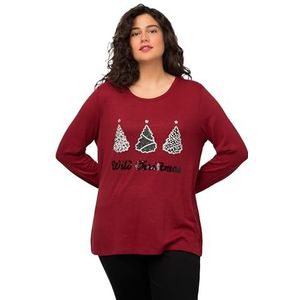 Ulla Popken Sweat-shirt de Noël sauvage pour femme, rouge bordeaux, 56-58
