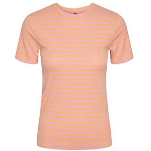 Pieces T-shirt Pcruka Ss Top Noos Bc pour femme, Rose bégonia/rayures : orange simulé, XS
