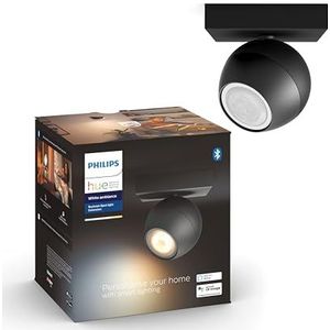 Philips Hue White Ambiance Buckram Spot, 1 x 5,5 W, uitbreiding - zwart (afstandsbediening niet inbegrepen), compatibel met Bluetooth, werkt met Alexa, Google Assistant en Apple Homekit