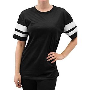 Urban Classics dames t-shirt gestreept, Zwart/Wit