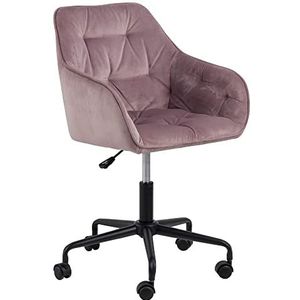 AC Design Furniture Bentley Bureaustoel, fluweel en metaal, 88,5 x 59 x 58,5 cm, roze/zwart