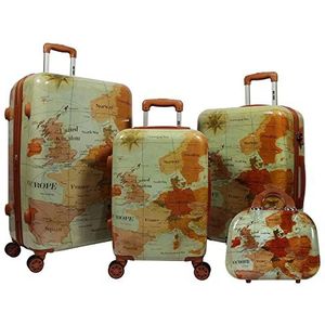 World Traveler Europe Bagageset met TSA-slot, bruin, Bruin, World Traveler Europese koffer met TSA-hangslot 4 stuks