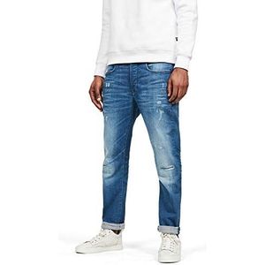 G-STAR RAW D-STAQ 3D Tapered Straight Jeans voor heren, recht model, Blauw (Medium Vintage Aged Ripped 9880-A367)