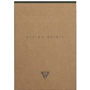 Clairefontaine 103636C - een blok met Flying Spirit Kraft, 140 ivoorkleurige pagina's, 14,8 x 21 cm, 90 g, gelinieerd, omslag van bruin kraftpapier, willekeurig motief