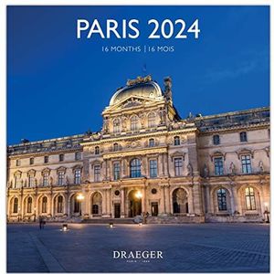 Drager Paris | Grote wandkalender Paris 2024 om op te hangen, 29 x 29 cm, 16 maanden sept-23 tot december 24, 7 talen, kalender kantoor, huis, maandelijks | decoratie, organisatie |