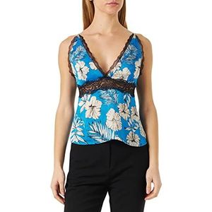 Pinko Gevonden Top Jaquard bedrukt Fio tanktop, dames, Tbn_Turquoise/Boter/Zwart, 38, Tbn_turquoise/boter/zwart