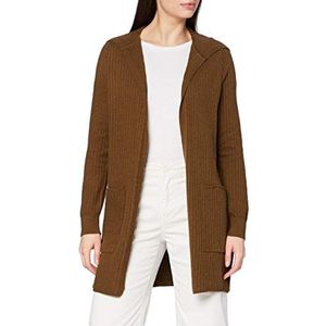 Taifun Lange cardigan voor dames, van los grof gebreid, Truffle Brown