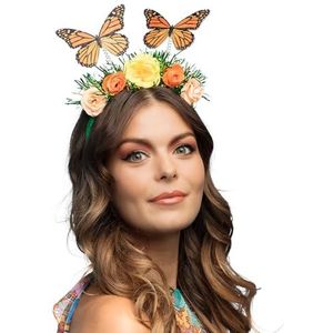 Boland 01434 Vlinder haarband tiara met bloemen, kostuumaccessoires, themafeest, carnaval