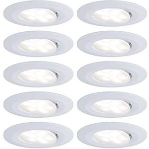 Paulmann 99922 Calla Set van 10 ronde LED inbouwlampen 10 x 6 W IP65 neutraal wit mat zwenkbaar kunststof spots 4000K