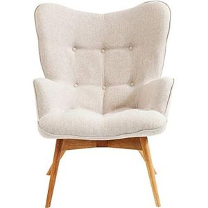 Kare Design stoel Vicky, gezellige loungestoel met armleuning, TV-stoel met licht houten frame, (HxBxD) 94x73x83cm, wit