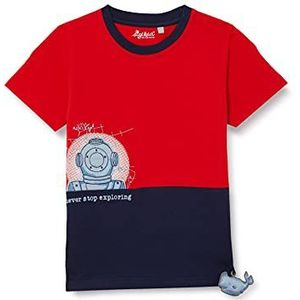 Sigikid Jongens T-shirt Mini Bio Katoen Kinderen Rood Blauw Duiker 116, rood/blauw/duikers