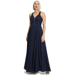 Vera Mont Robe de Soirée Sequins Femme, bleu, 38