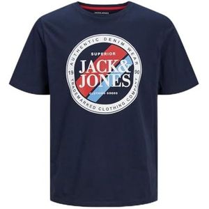 JACK & JONES Heren T-shirts met ronde hals en logo, 100% katoen, korte mouwen, maten S tot 2XL, marineblauw blazer