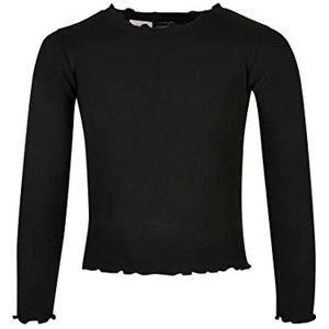 Urban Classics Meisjesshirt met lange mouwen Slim Fit met gegolfde zoom, 3 kleuren, maten: 110/116-158/164, zwart.