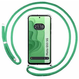 Tumundosmartphone Transparante hanghoes voor Motorola Moto G53 5G met watergroen koord