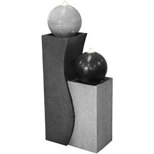 Dehner Ying Yang Tuinfontein van polyresin met ledverlichting, grijs, 94 x 41,5 x 24 cm