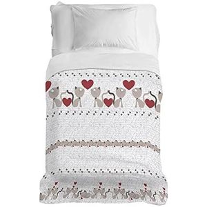 PENSIERI DELICATI Sprei, 220 x 280 cm, 100% katoen, picknick, ideaal als huishoudtextiel, voor eenpersoonsbed, kattenmotief, beige, 100% Made in Italy