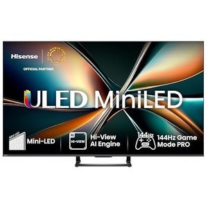 Hisense 50U7Q 50 inch tv, 4K Mini LED ULED, Smart TV, Hi-View AI Engine, 144 Hz Game Mode Pro, FreeSync Premium, Built in Subwoofer, Dolby Vision IQ Atmos, Airplay, spraakbesturing [2025]