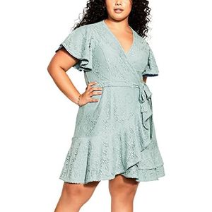 CITY CHIC City Chic Jurk Plus Size Sweet Luv damesjurk, Water Groen