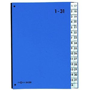 Pagna 24329-02 vakkenmap met 32 vakken, 1-31, speciaal karton met 3 gaten, blauw