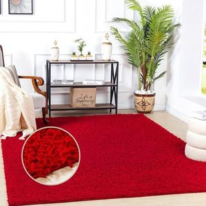 Surya Home Shaggy tapijt voor woonkamer, slaapkamer, eetkamer, berbers, hoogpolig, abstract, Berbers, wit, pluizig, groot formaat, 100 x 200 cm, geel