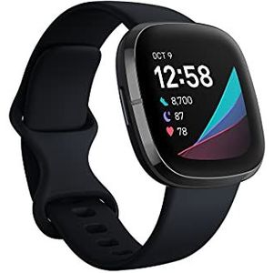 Fitbit Sense Advanced Smartwatch met gereedschap voor de gezondheid van het hart, stressmanagement en temperatuurtrends, roestvrij staal, koolstof/grafiet