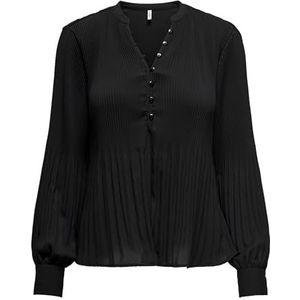 ONLY Onlronja Life L/S Haut plissé à col en V pour femme, Noir, S