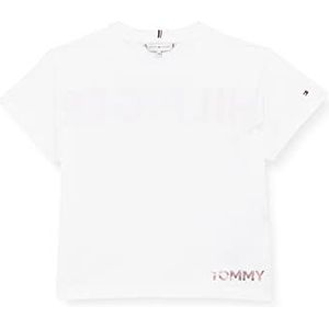 Tommy Hilfiger Tommy Metallic Foil T-shirt voor meisjes, S/S, Wit.