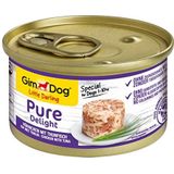 GimDog Pure Delight Kip Tonijn, eiwitrijke hondensnack met zacht vlees in heerlijke gelei, 12 blikjes (12-85 g)