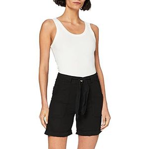 Bonamaison Korte bermuda met zakken en sjaal riem shorts dames, zwart.