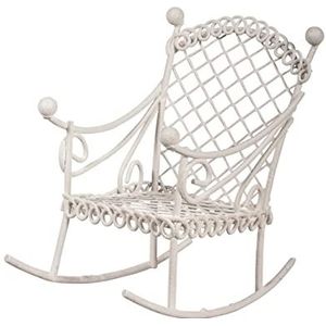 Rayher Miniatuur schommelstoel, wit, 1 stuk, metaal, 5,3 x 8 x 7,5 cm, modelbouw, decoratie, miniatuurtuin, poppenhuis, lente, zomer, 46065102