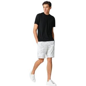 Koton Short pour homme avec cordon de serrage imprimé Graffiti, Ecru Design (0d1), S