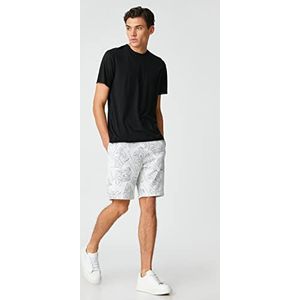 Koton Short pour homme avec cordon de serrage imprimé Graffiti, Ecru Design (0d1), M