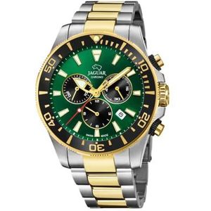 JAGUAR J862/3 Horloge uit de Executive Collectie met 43,5 mm kast, groen met tweekleurige stalen armband voor heren, uniek, armband, Uniek, Armband