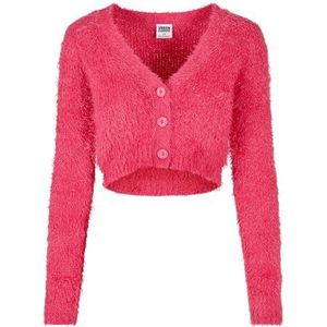 Urban Classics Dames Cropped Feather Cardigan voor dames, Hibiskus roze