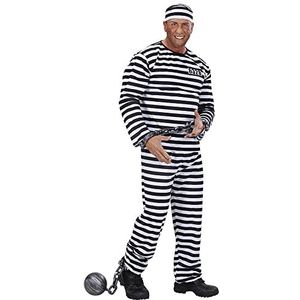 Widmann - Kostuum gevangene, bovendeel, broek, hoofdbedekking, gevangener, knabsti, themafeest, carnaval