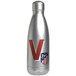 Atletico de Madrid waterfles van roestvrij staal, luchtdicht, letter V in rood, 550 ml, metallic kleur, officieel product (CyP Brands)