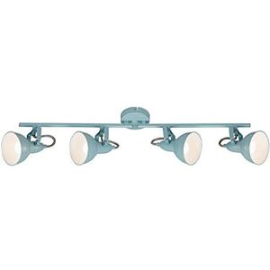 Briloner Leuchten plafondlamp, 4 spots draaibaar, retro/vintage, 4 x E14, 40 W metallic, mintwit, 790 x 190 mm (LxH), 2049-040