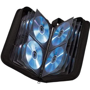 Hama tas (voor 80 cd's/dvds/blu-rays, opbergdoos, ruimtebesparend, voor kantoor, woonkamer en thuis, draagtassen) zwart