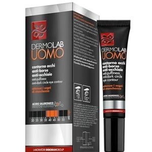 Dermolab Heren - oogcrème tegen wallen en donkere kringen, voor alle huidtypes, met hyaluronzuur en aloë vera, hydraterende werking, verzacht kleine rimpels, dermatologisch getest, 15