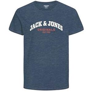 JACK & JONES Jorbrad Ss Crew Neck Bmu23 T-shirt voor heren, marineblauw/details: gemêleerd.