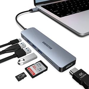 OBERSTER USB C Hub 4K HDMI, 7-in-1 adapter met 3 3.0, 100 W PD, SD/TF-kaartlezer, compatibel met MacBook Pro/Air, Surface Pro/Go, iPad Laptop en Type
