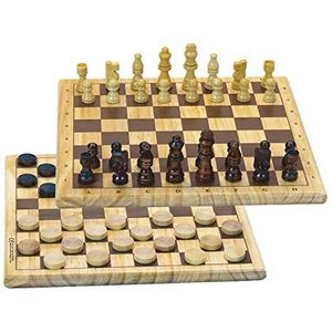 Jeujura Dammen en schaken: Houten Omkeerbare Plaat - Boom om te spelen Bordspel Minimum Leeftijd: 3 Jaar, 66430, Veelkleurig