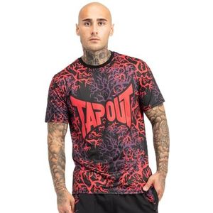 Tapout Rootstock T-shirt fonctionnel pour homme Coupe normale Noir/rouge/aubergine Taille M