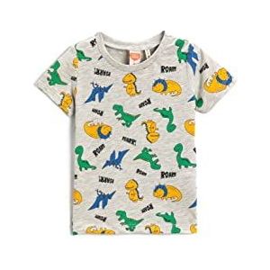 Koton Dinosaurus bedrukt T-shirt voor jongens, Grijs design (0d2)