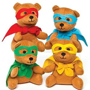 Baker Ross Set van 4 teddybeer ""Superhelden"" voor kinderen als knuffelige verrassing of voor feestspelletjes
