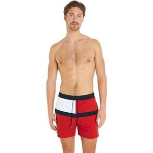 Tommy Hilfiger Zwemshorts voor heren, middelgroot, met trekkoord, Primary Red, S, Primary Red