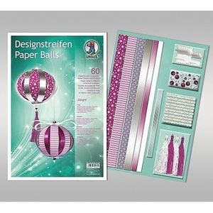 Ursus 23380099 - Designstrip Paper Balls Delight - Materiaal voor maximaal 6 papieren ballen, diameter ca. 10 cm, 60 strepen met accessoires, ideaal voor het ontwerpen van individuele kerstballen