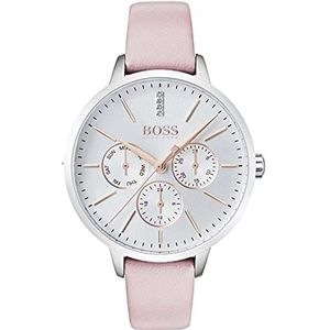 BOSS 1502419 Dameshorloge, analoog, kwarts, roze, 38 mm, armband van leer, Roze, Riem