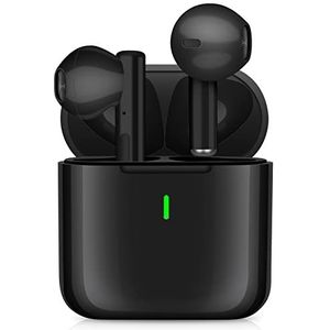 LEYMING Bluetooth 5.0 draadloze in-ear hoofdtelefoon met microfoon, IPX5 waterdicht, Bluetooth oordopjes Touch Control draadloos met stereo, ruisonderdrukking voor iOS/Android, zwart